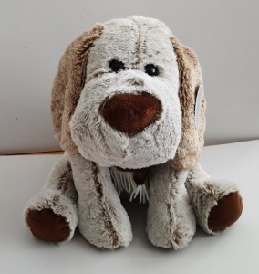 JH-9996B Plush Dog with scarf sitting position in Grey color