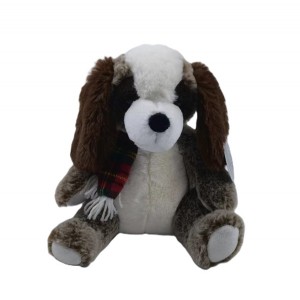 JH-1041A Plush dog with scarf in Brown color