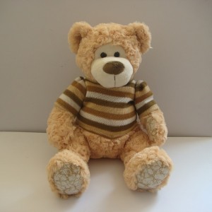 JH-9857B Plush Bear in Light Brown color with Clothes .