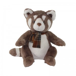 JH-1069B Plush Reccoon with scarf in Brown color