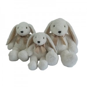 JH-1094A Plush Rabbit with Bow in Cream color