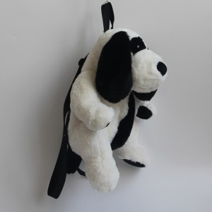 JH-1071D Plush Dog backpack  in Black / White color