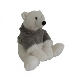 JH-1085A Plush Bear with Clothes sitting position in Cream  color