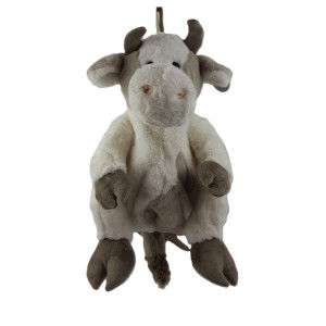 JH-1052A Plush Cow bagpack in Cream+light brown color 50cm