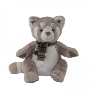 JH-1069A Plush Reccoon with scarf in Light Brown color