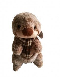 JH-9951B Plush Marmot in Light Brown color with scarf