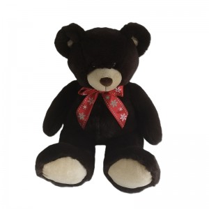 JH-1092C Plush Bear with Bow in Dark Brown color