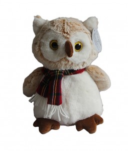 JH-9936A  Plush Owl with Scarf in Biege color