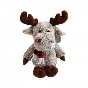 JH-9999B Plush Reindeer with scarf in Light Brown color