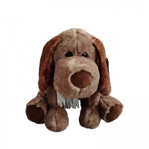 JH-9996D Plush Dog with scarf sitting position in Brown color