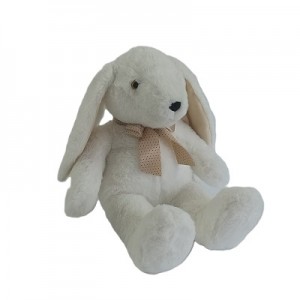 JH-1094A Plush Rabbit with Bow in Cream color