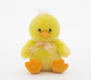 JH-9894A Plush Duck in Light yellow color with Bow