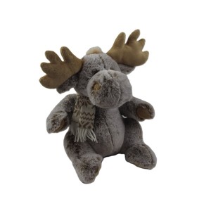 JH-1073A Plush Reindeer with scarf sitting position in Brown  color