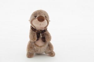 JH-9951B Plush Marmot in Light Brown color with scarf