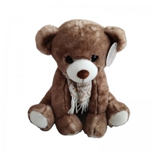 JH-9995D Plush bear with Scarf in Light Brown color