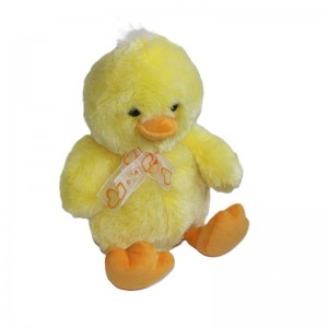 JH-9894A Plush Duck in Light yellow color with Bow