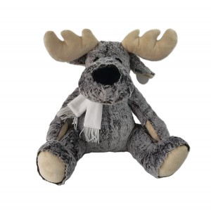 JH-1119A Plush Reindeer with scarf in brown color