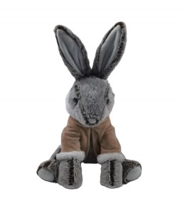 JH-1088A-1 Plush Rabbit with clothes in Grey color