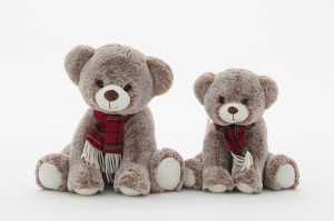 JH-9995B Plush Bear with scarf sitting position in Light Brown color