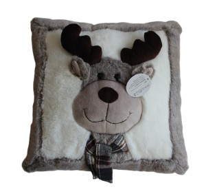 JH-9957B Plush Pillow-Reindeer with scarf in Brown color