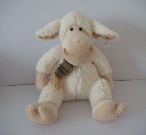 JH-9810B Plush Sheep with scarf  in Cream color