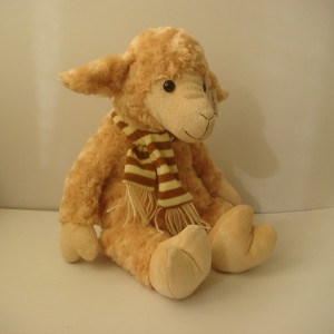 JH-9853A Plush Sheep in Brown color with scarf