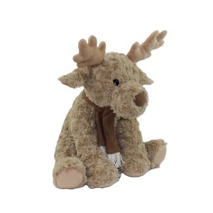 JH-1054B Plush Reindeer with scarf sitting position in Light Brown color