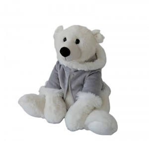 JH-1085A-1 Plush Bear with Clothes sitting position in Cream  color