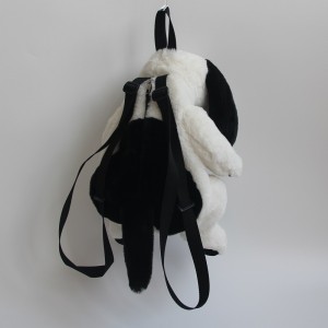 JH-1071D Plush Dog backpack  in Black / White color