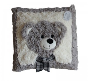 JH-9953D Plush Pillow-Bear with scarf in Grey color