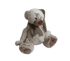 JH-9865C Plush Bear in Light Brown color with Christmas Hat and Scarf