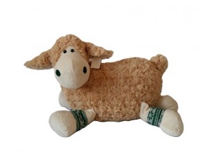 JH-9874A Plush Lying Lamb in Brown color with Scarf