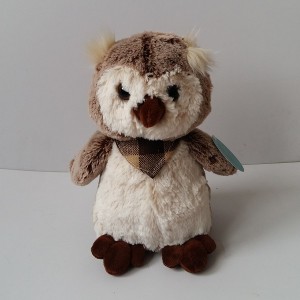 JH-9891C Plush Owl in Brown color with Scarf