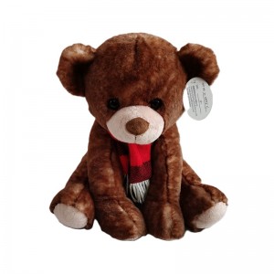 JH-9995C Plush bear with Scarf in Brown color