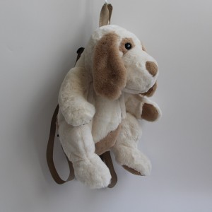 JH-1071B Plush Dog backpack  in Brown / white color