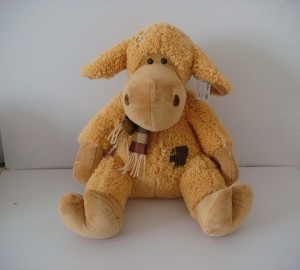 JH-9810C Plush Sheep with scarf  in Light Brown color