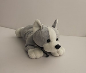 JH-9906C Plush dog in Grey/white color