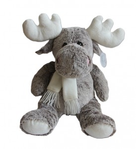 JH-9925A Plush Moose in Grey color with Scarf