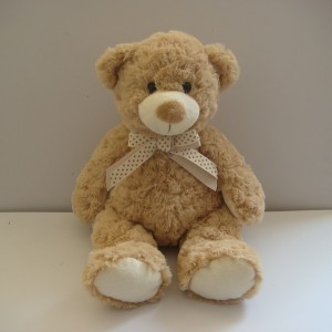 JH-9859A Plush Bear in Light Brown color with bow