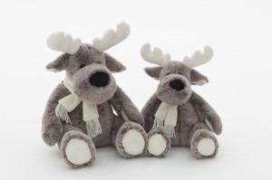 JH-9960A Plush Reindeer with scarf sitting position in Light Grey color