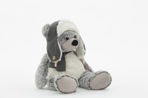 JH-9864A Plush Bear with Hat and scarf sitting position in Grey color