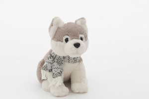 JH-9927C  Plush Dog with Scarf in Light Brown color