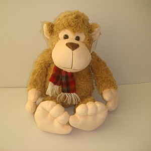 JH-9846C Plush Monkey with Scarf in Light Brown color