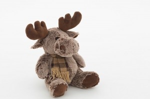 JH-9925D Plush Moose in Brown color with Scarf