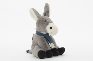 JH-9997D Plush Donkey with scarf sitting position in Light Grey color