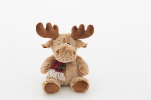 JH-9925B Plush Reindeer with scarf in Light Brown color