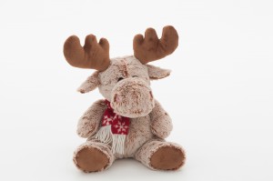 JH-9925C Plush Reindeer with scarf in Brown color