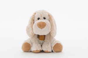 JH-9996A Plush Dog with scarf sitting position in cream color