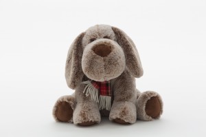 JH-9996C Plush Dog with scarf sitting position in Light Brown color