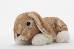 JH-9946C Plush Rabbit with scarf lying position in Brown color